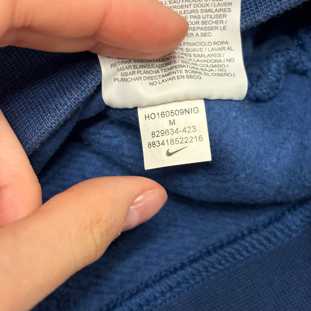Nike Sportswear Hoodie Rally‎ Funnel Neck Blue Silver Womens M Swoosh Pullover - Picture 9 of 9